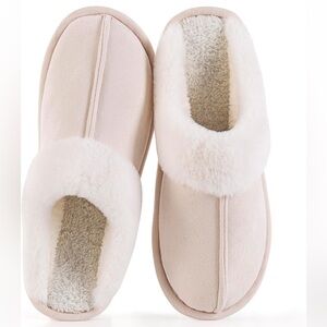 Fuzzy fur trim slippers